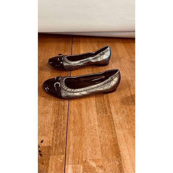 AGL Attilio Giusti Leombruni Gold Black Leather Ballet SHoes Flats Size EU 36 US - Picture 5 of 10